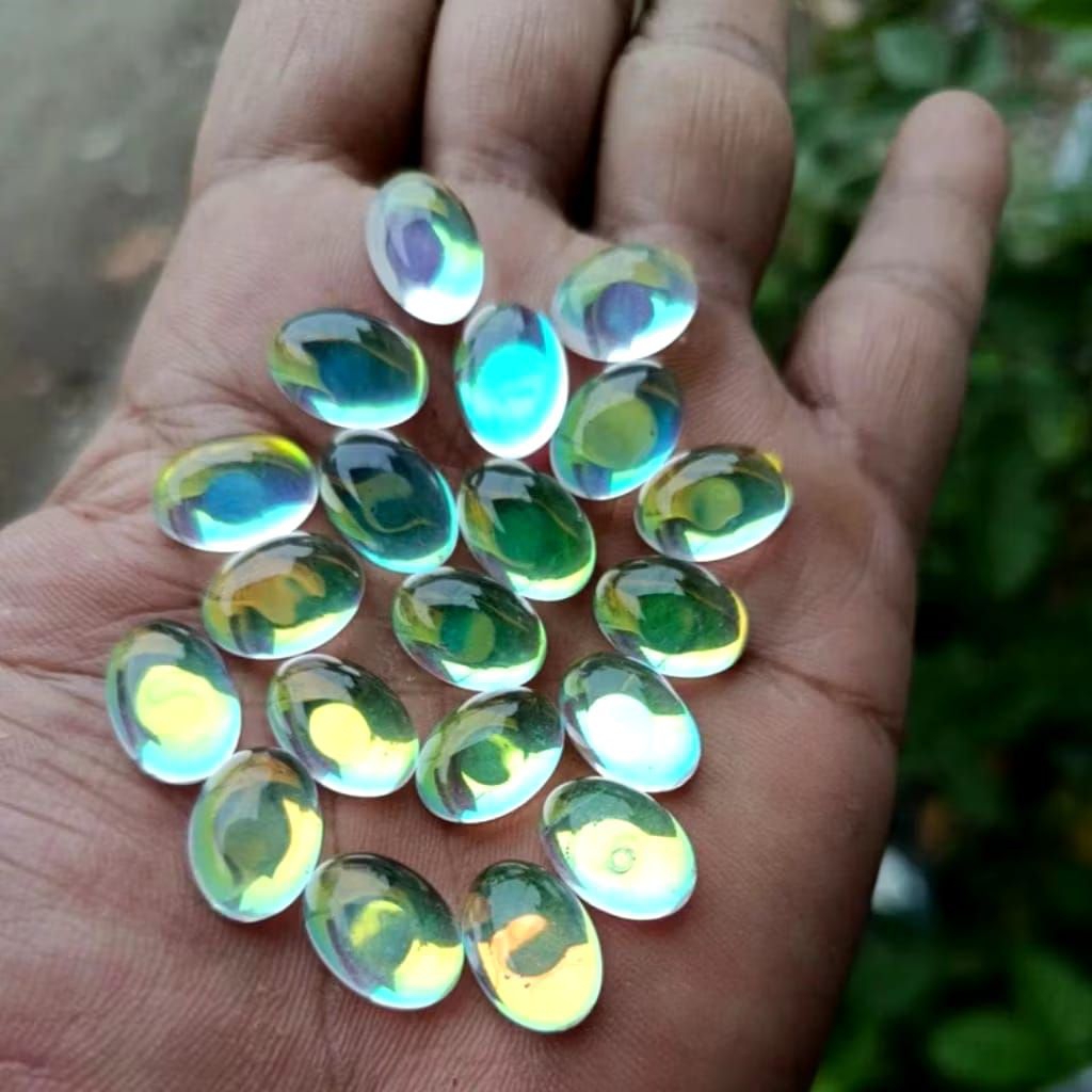 grosir kodian (20pcs) batu akik kalimaya pelangi 14x10mm
