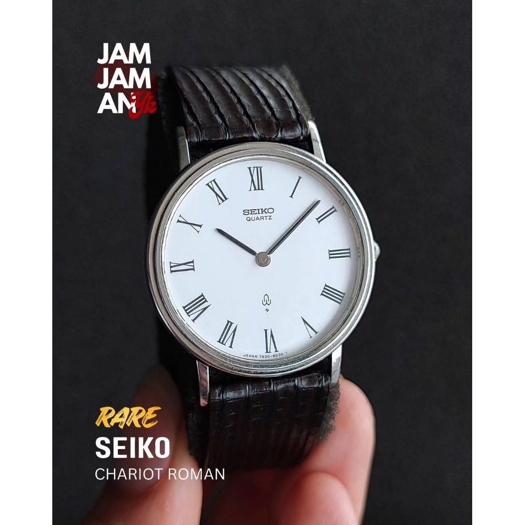 Seiko Chariot Roman Quartz 7820 White Roman Dial