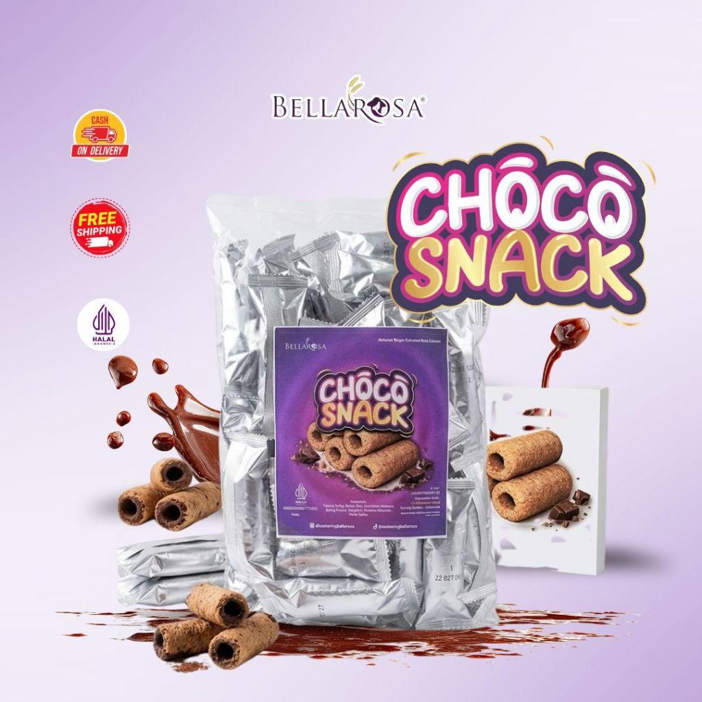 [ CHOCO SNACK ] BELLAROSA Choco Snack Wafer Roll Crunchy Stick Rasa Coklat Camilan Coklat 250 gram /