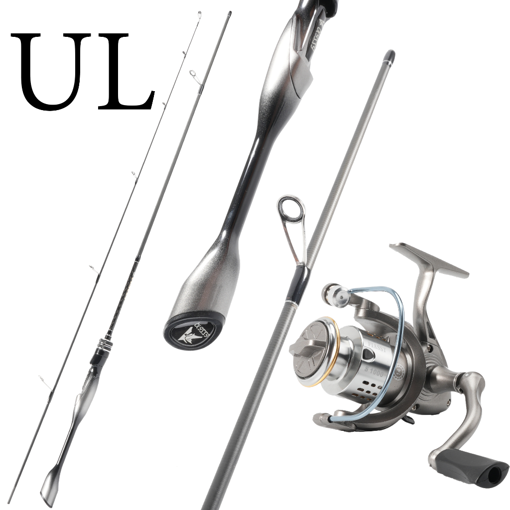 Set lengkap peralatan memancing serat karbon ultra ringan UL perak 3-6 pound rod memancing dengan ro