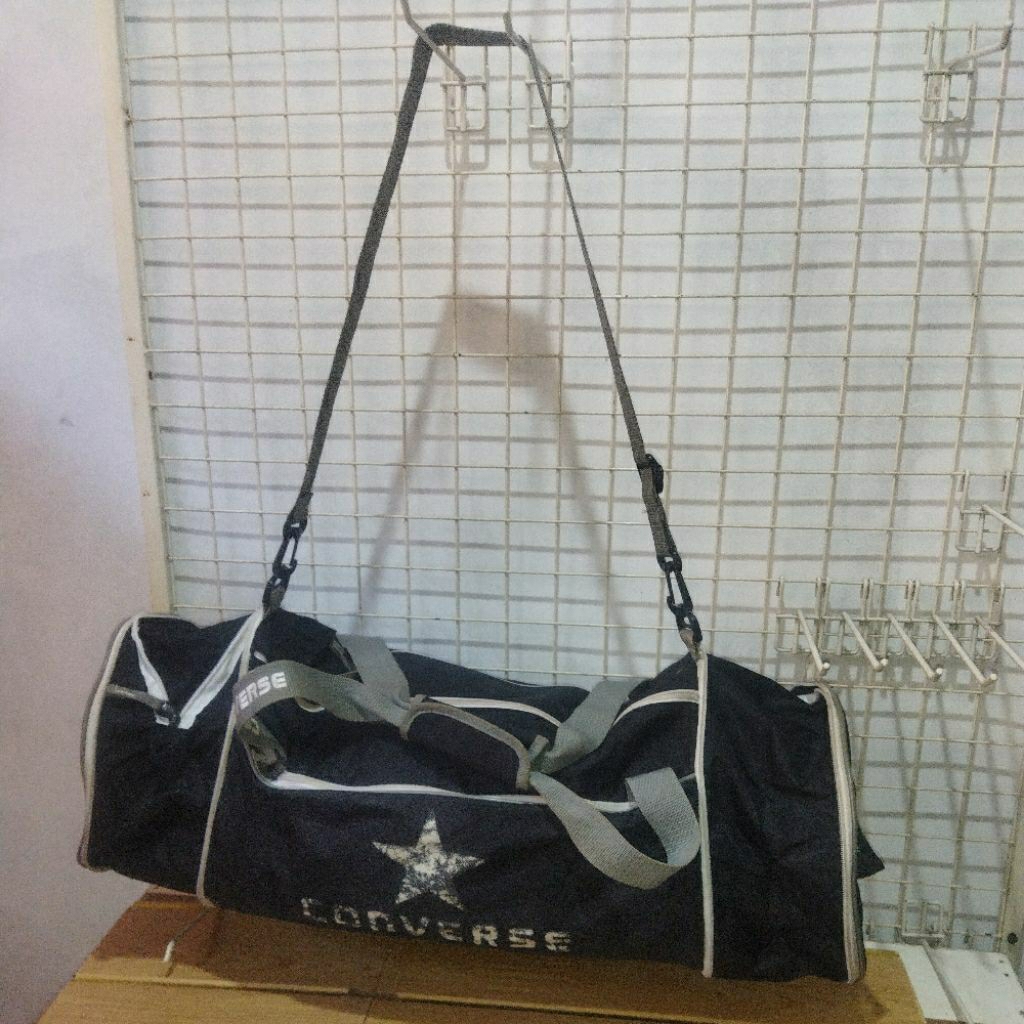 black duffel bag- CONVERSE - diameter 25cm panjang 49cm