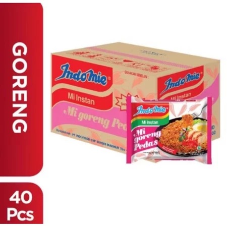 1DUS Indomie Mie Goreng Pedas 1 Dus Isi 40 Pcs Mie Instan Rasa Goreng Pedas