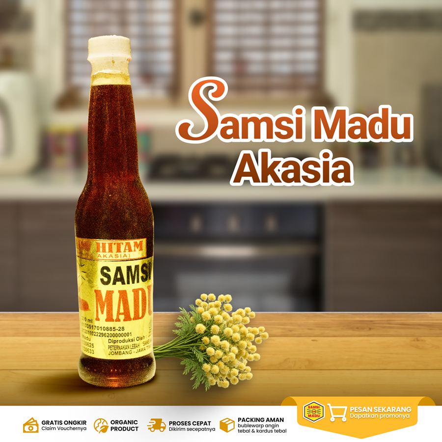 SAMSI MADU HITAM AKASIA Rimba Raya Botol Kaca 300 ml Murni Pekarangan Jombang Wonosalam