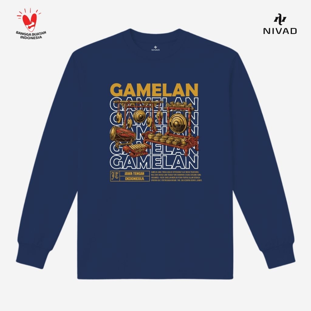 Nivad Kaos Baju Lengan Panjang Alat Musik Tradisional Jawa Tengah Gamelan