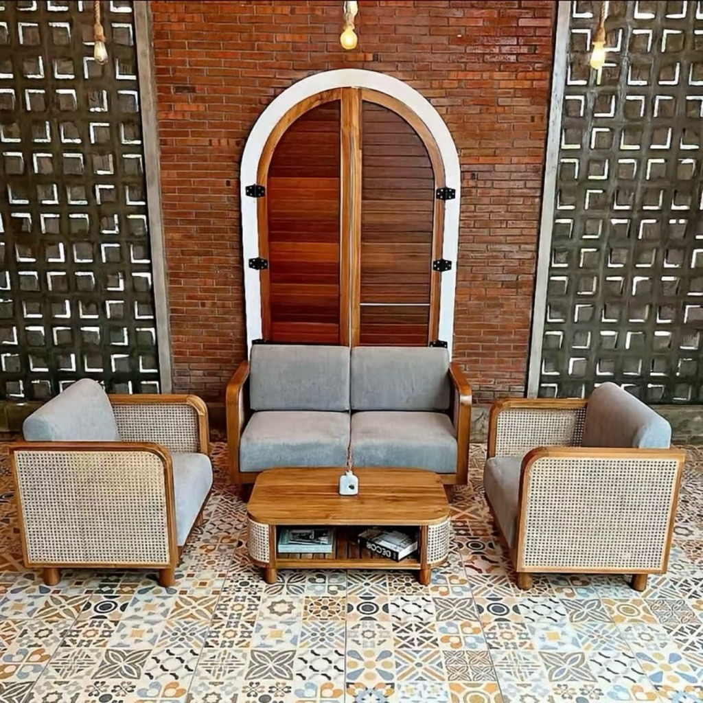 Set Meja Tamu Kayu Jati Rotan Set Meja Tamu Minimalis Set Meja Tamu Kayu Jati