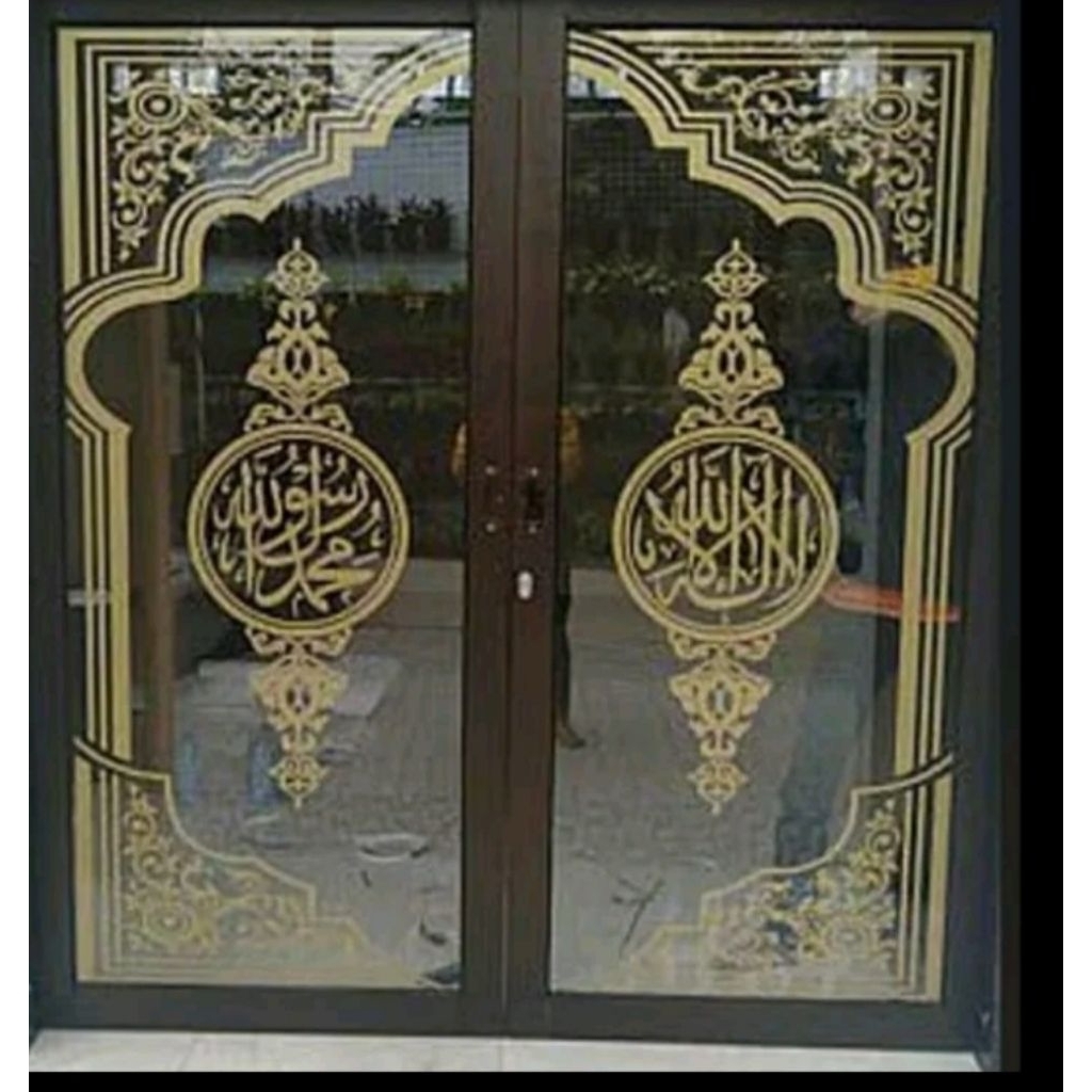 Cutting stiker kaligrafi pintu masjid Custom
