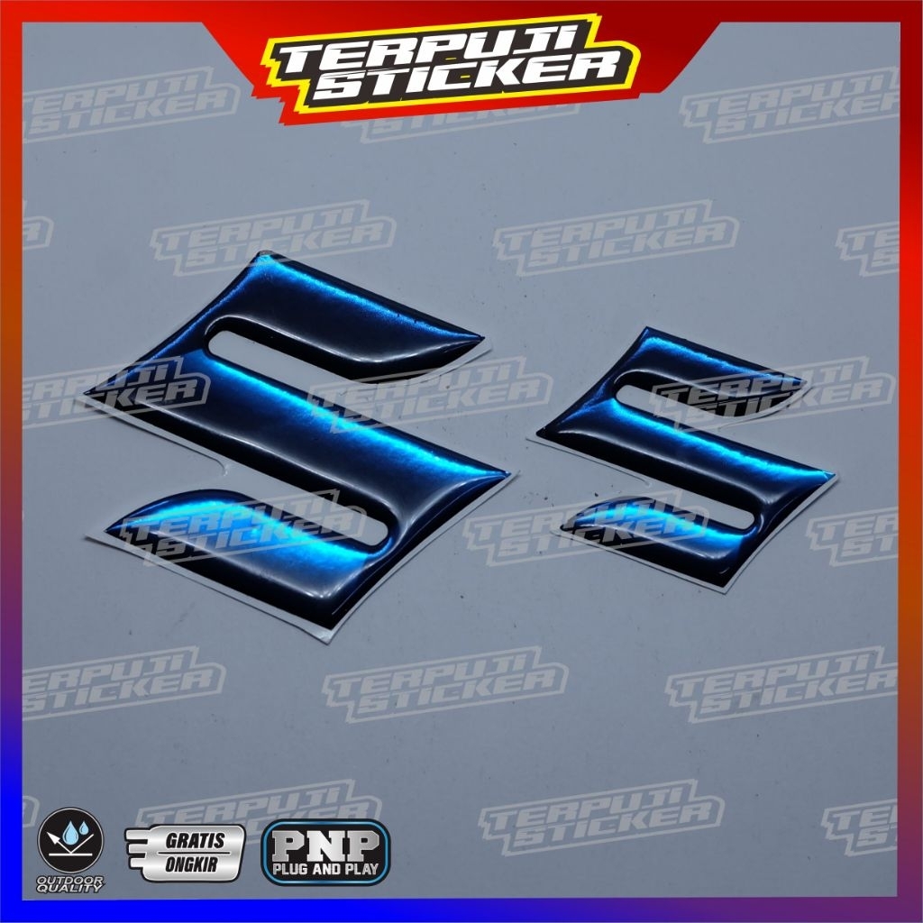 emblem timbul S suzuki biru/emblem timbul s batok satria fu warna biru/emblem s sayap satria fu warn
