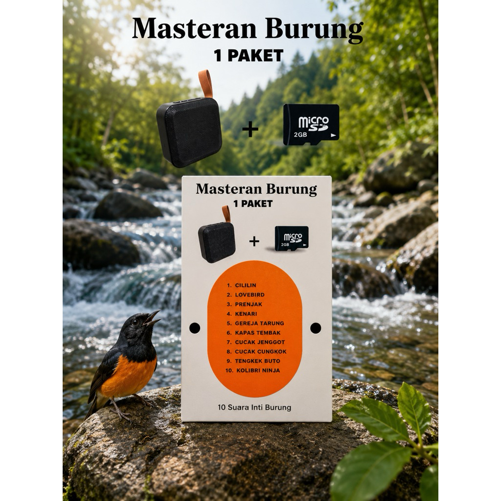 speaker MP3 masteran burung 10 suara inti burung
