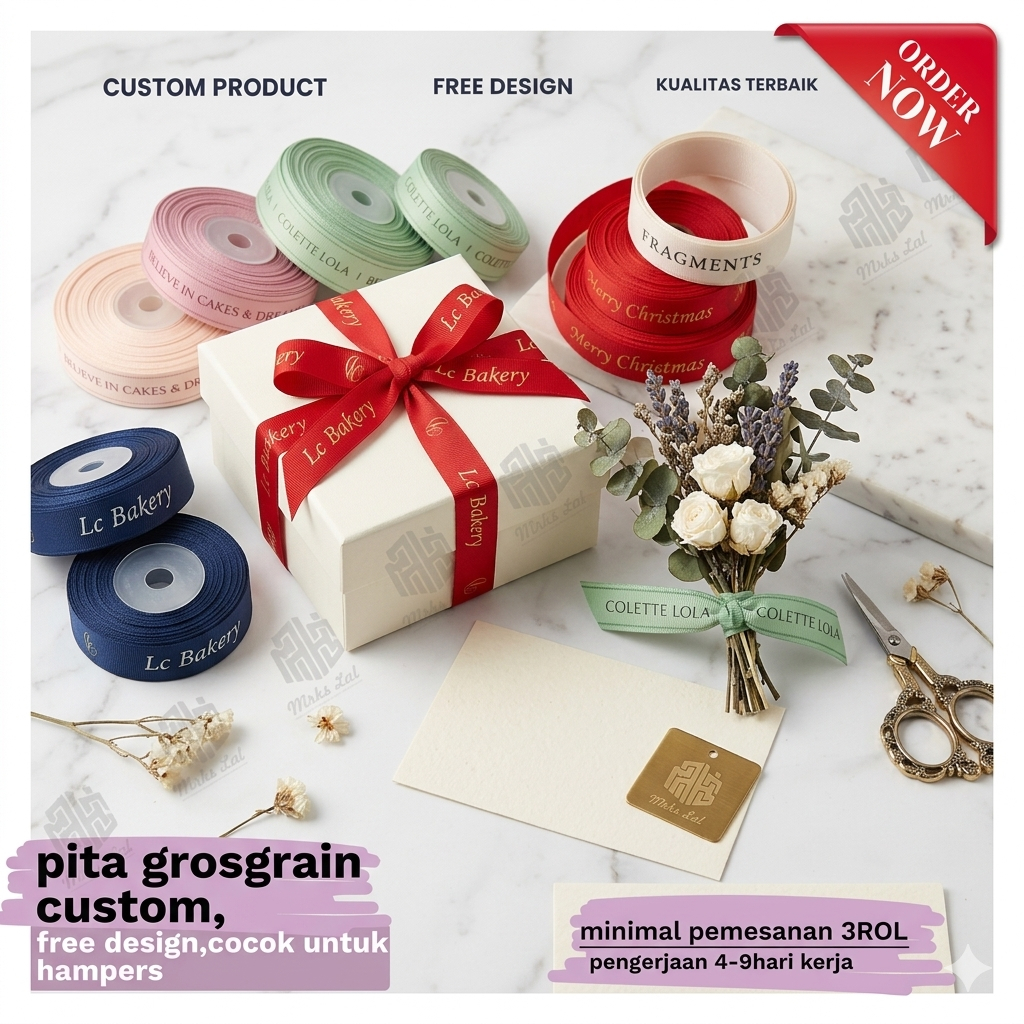 custom grosgrain/pita hampers custom/pita kado grosgrain