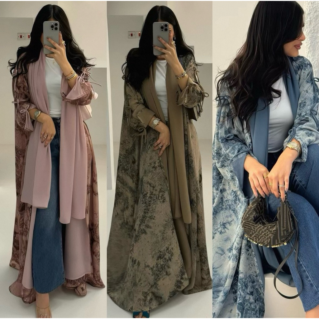 Abaya Dress Wanita Import Dubai – Outer Panjang Aesthetic Elegan Motif Premium