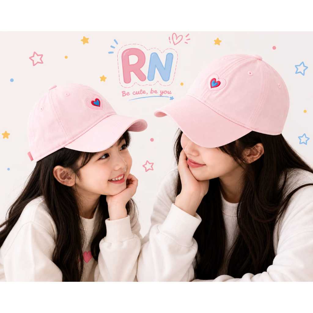 Topi Baseball LOVE Wanita DEWASA DAN ANAK  Topi Pink Topi Korea Styele Wanita Bahan Katun