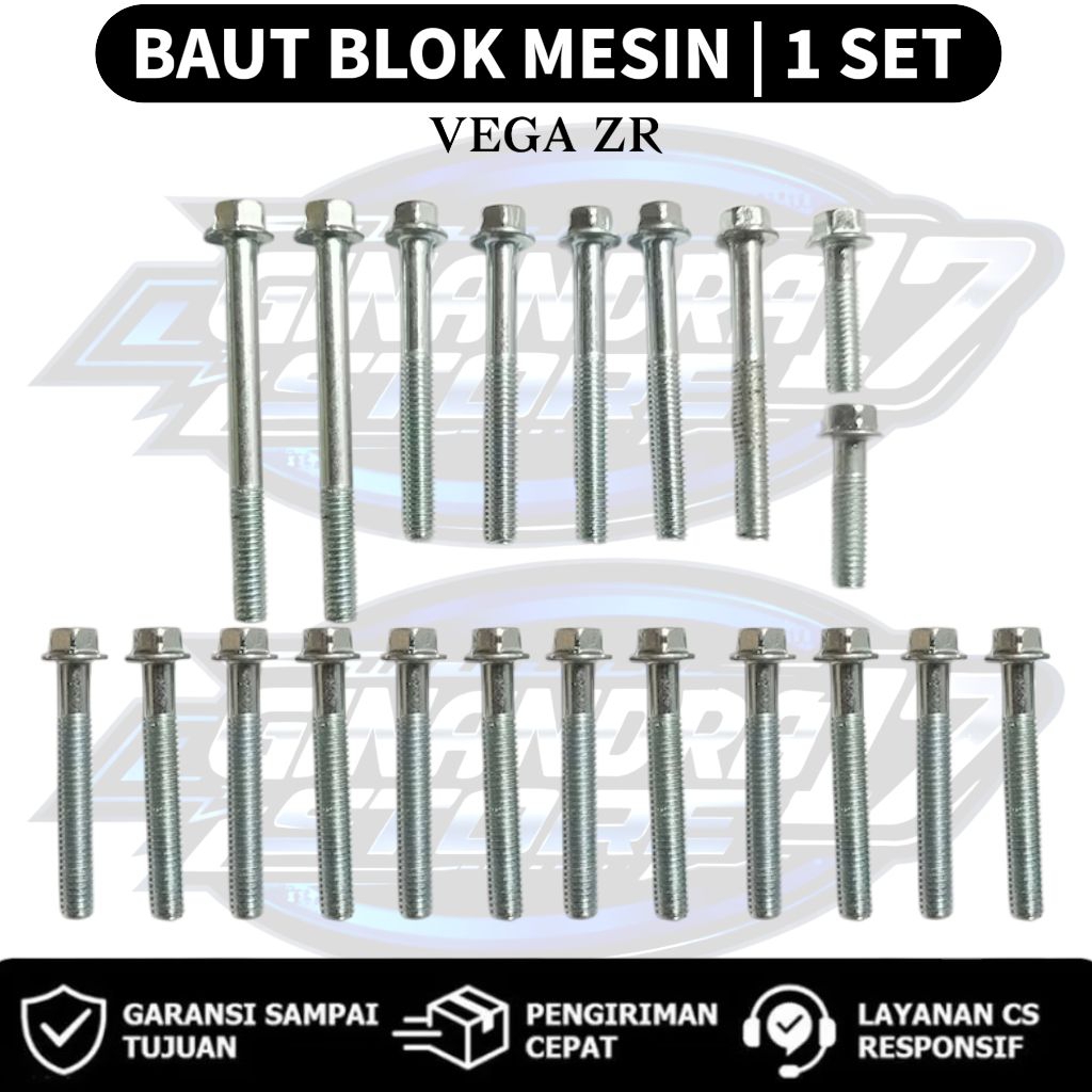 Baut Blok Mesin 1 SET Yamaha Vega ZR / Baut Blok Mesin 1SET Motor Vega zr