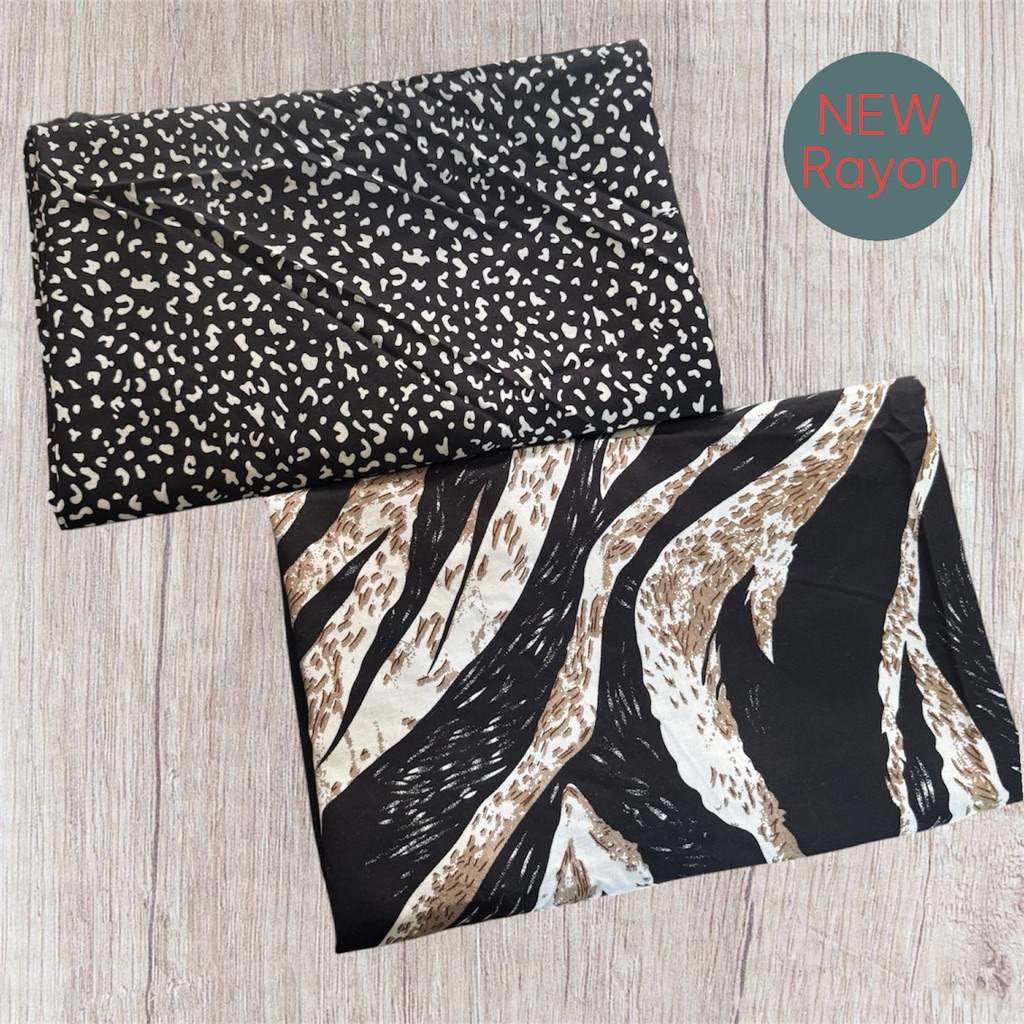 Kain Katun Rayon Viscose Premium - Kain Rayon Motif Leopard Terbaru - Kain Katun Original - Bahan Ka