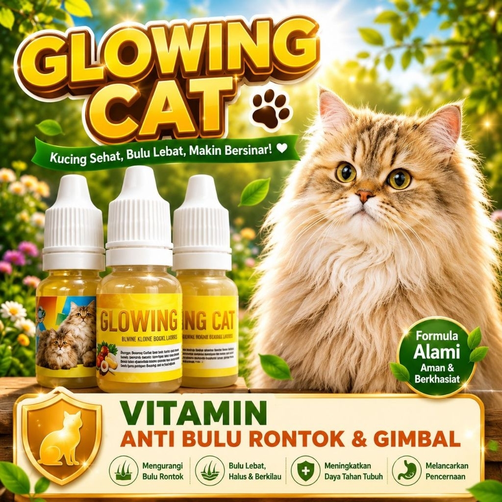 GLOWING CAT - Obat Bulu Rontok Kucing Obat Kucing Botak Obat Bulu Lebat Kucing Obat Menumbuhkan Bulu