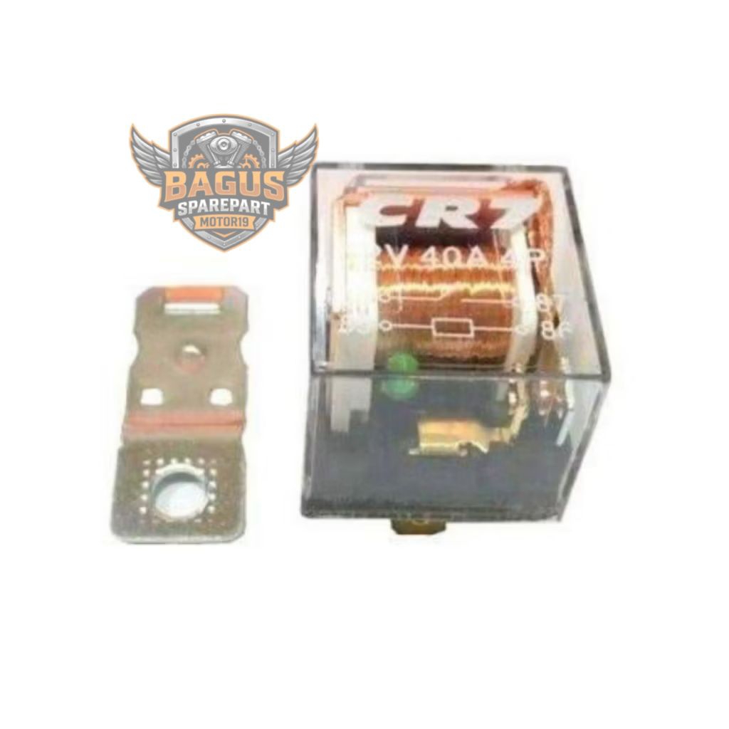 Relay 4 Kaki Lampu Klakson 12V 40A Merk CR7