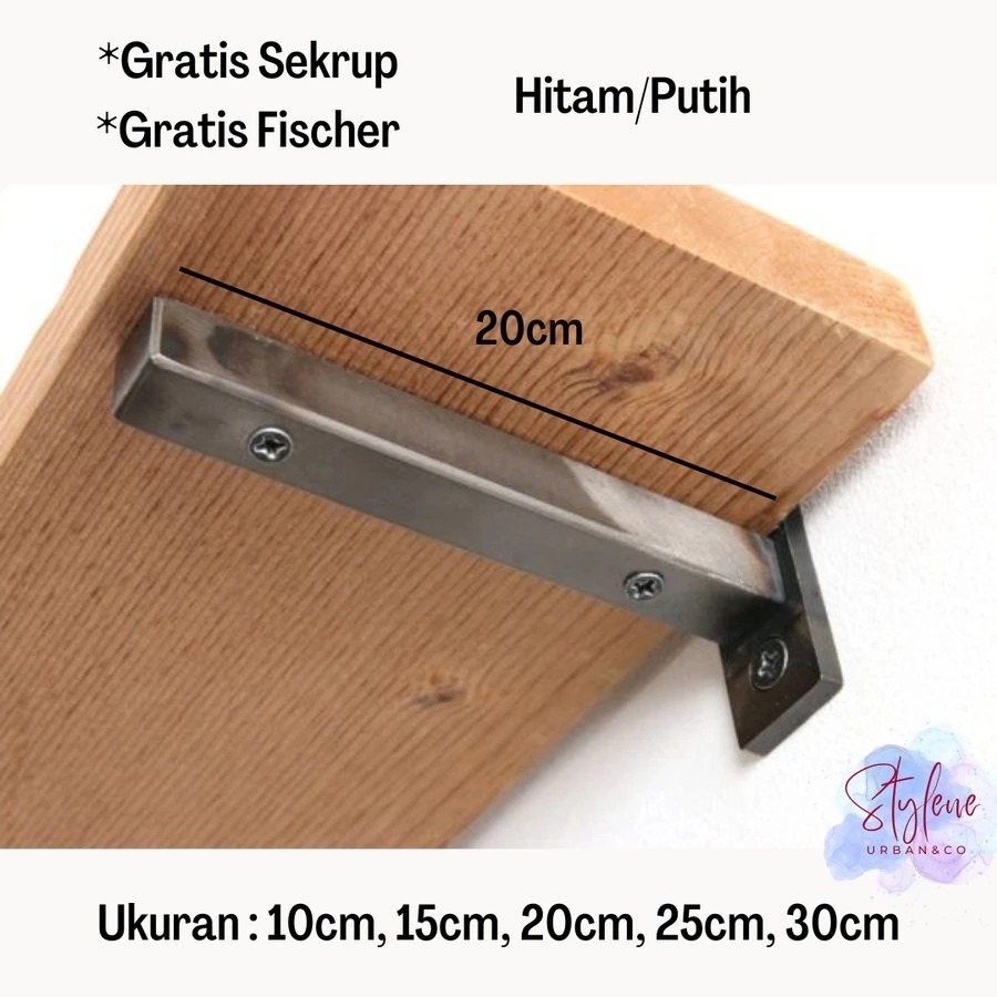 (1pcs) Besi Hollow Penyangga Ambalan Rak / Brcket Rak Besi Minimalis Aesthetic