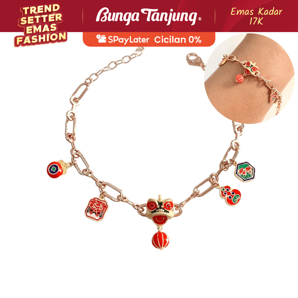 GELANG RUMBAI QILIN - EMAS 17K - BUNGA TANJUNG GOLD
