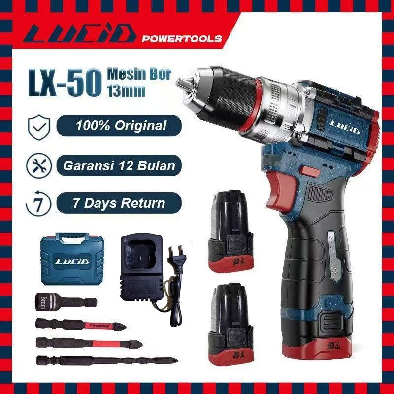 LUCID LX-50 Cordless Mesinbor 80N.M13MM 2.0A 18V Li-ion Baterai Impact Drill Brushless Pocket Rocket