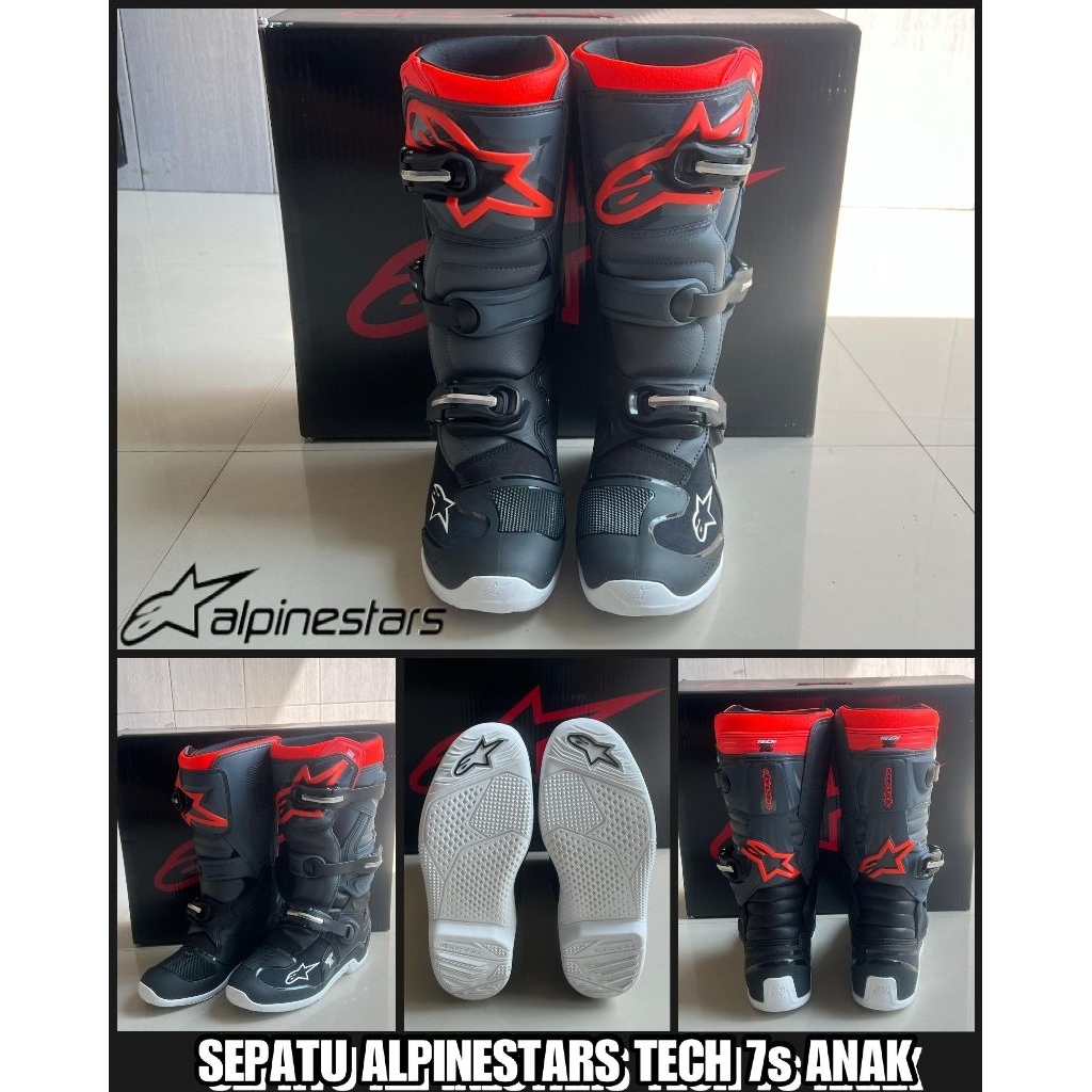Sepatu Alpinestars Tech 7s Anak - Black Red Grey