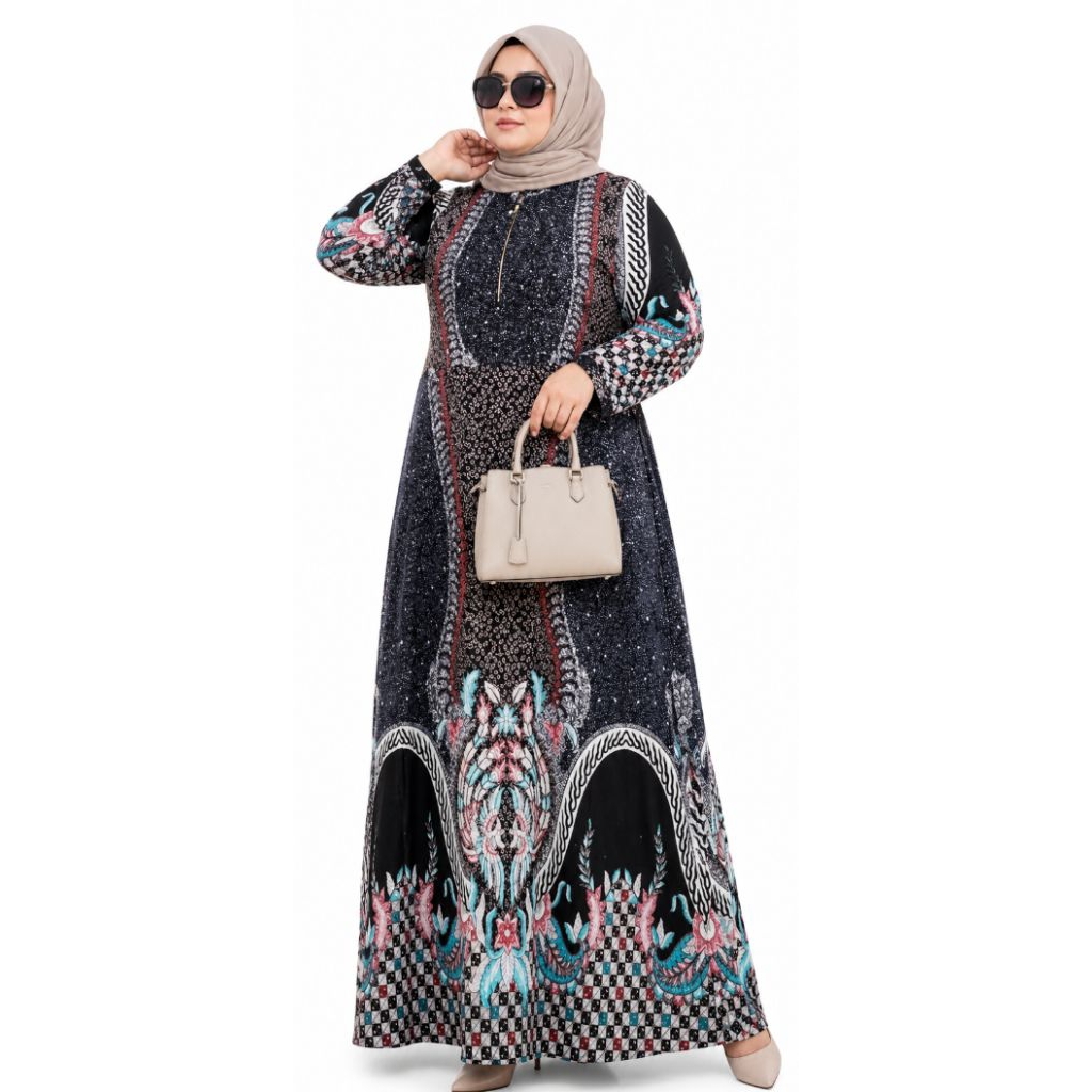GAMIS BATIK ABU-ABU JUMBO GAMIS MUSLIM WARNA ABU-ABU SIZE M L XL XXL