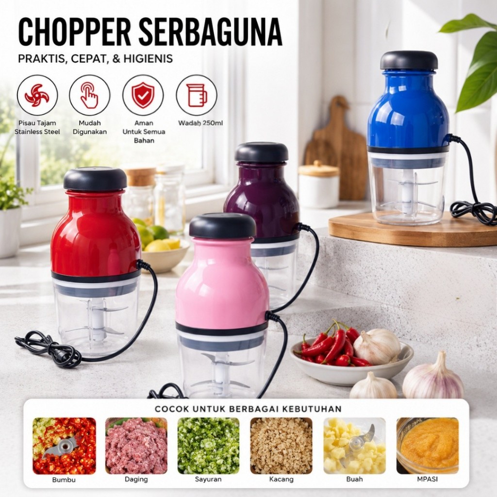 Blender Capsule Electric 450 ML Blender MPASI Blender Chopper Jus & Penggiling Daging Multi SerbaGun