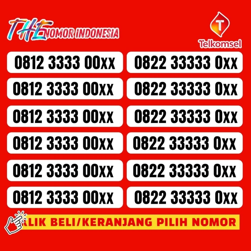 Kartu Perdana Nomor Cantik Telkomsel Simpati 4G/5G/LTE Seri Kartu 33333 | Nasional (E.0012)