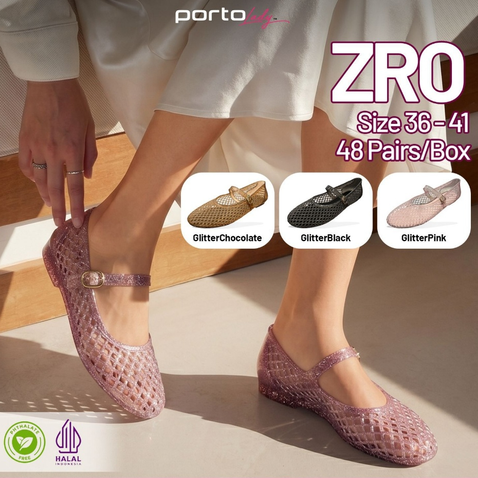 Rumahkaki - Sepatu Jaring Wanita Korean Style Flatshoes Jelly Glitter Porto ZRO