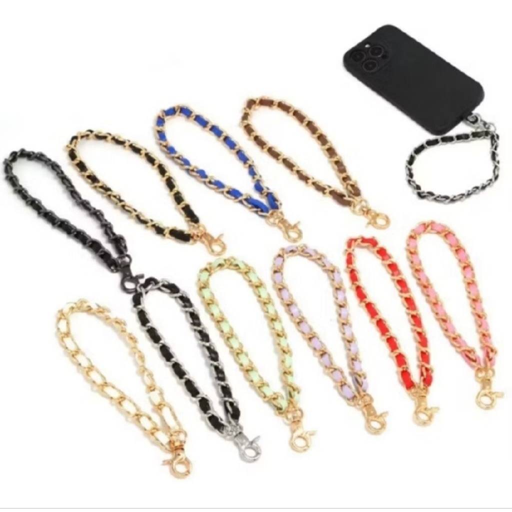 Chain phone charm gantungan hp rantai tali hp, Rantai emas tas tas, tali rantai besi untuk pegangan