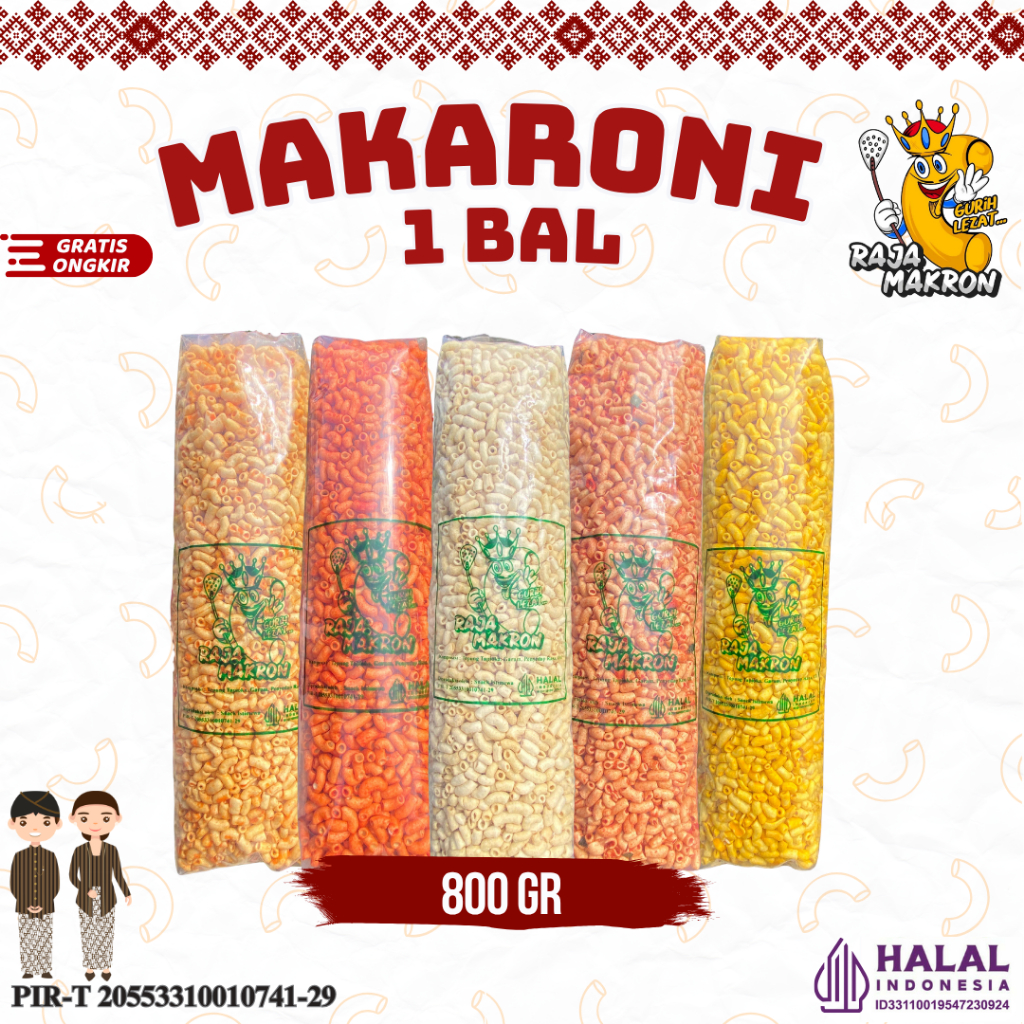 MAKARONI KRESS BANTAT RASA ORIGINAL KEMASAN  800 GR PEDAS GURIH JAGUNG MANIS JAGUNG BAKAR 1 BAL SNAC