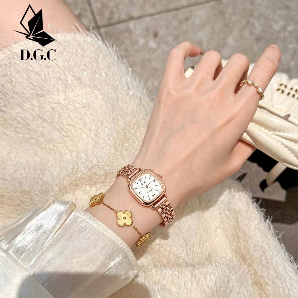 Best Deals Dgc W671 Jam Tangan Wanita Dgc Rose Gold Dial Persegi Luxury Strap Stainless Fashion