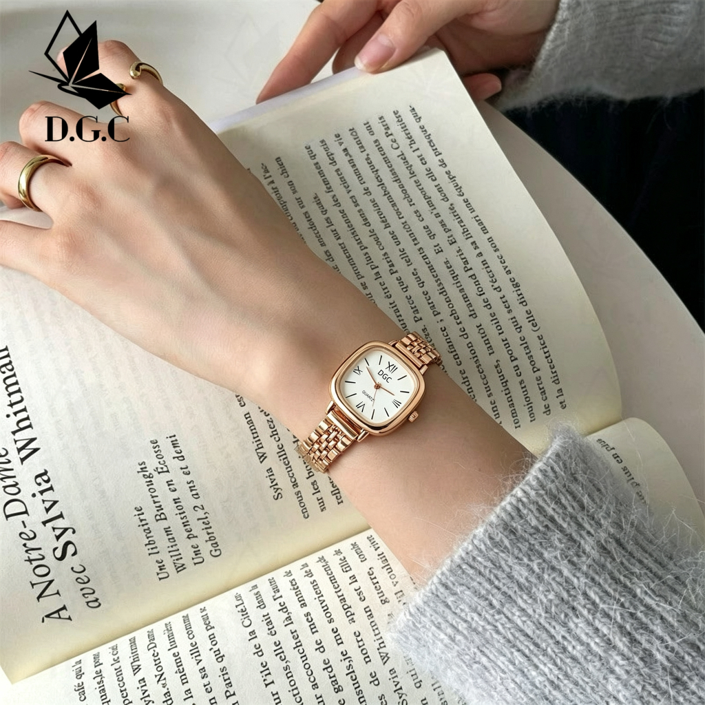 New Product Dgc W671 Jam Tangan Wanita Dgc Rose Gold Dial Persegi Luxury Strap Stainless Fashion