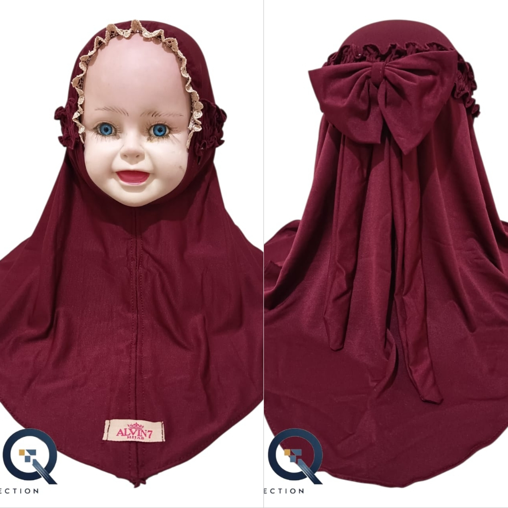 Hijab Anak Instan Jilbab bayi kerut renda alena ricis bahan Jersey premium super adem untuk Usia 0-3