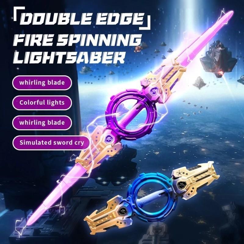 Mainan Spin Blade Energi Putar LED Spinner Sword Futuristik Dengan Lampu Dan Suara Mainan Pedang Dua