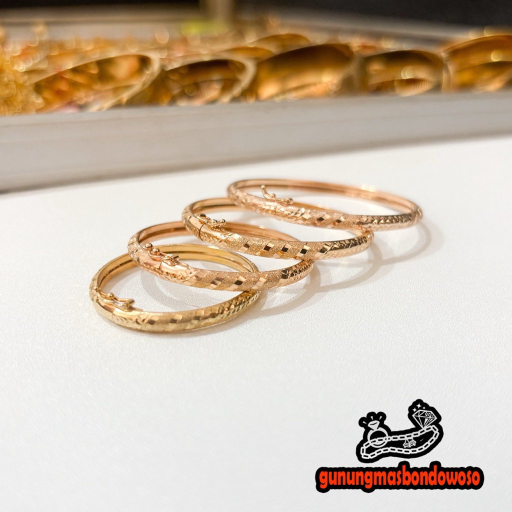 Gelang bangle anak variasi dof emas asli kadar 300 6k