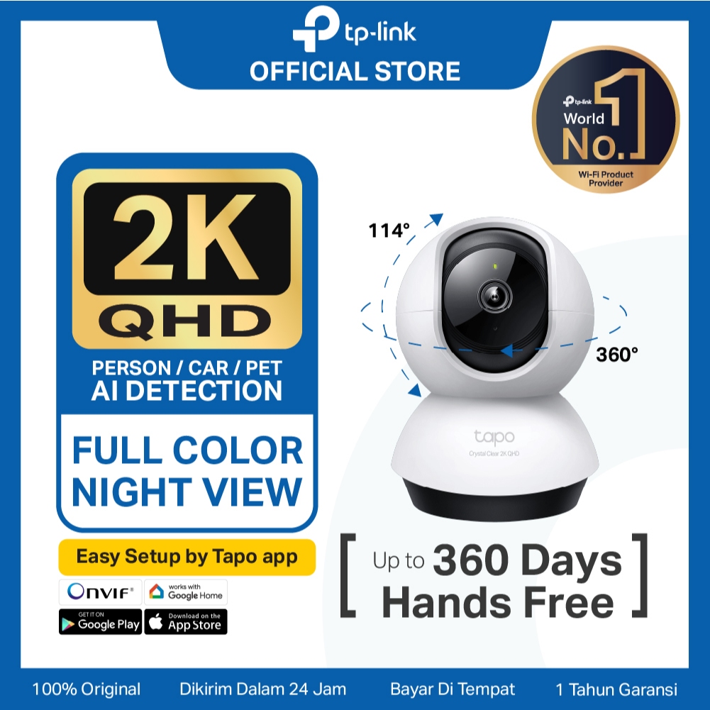 TP-Link | Tapo TC72  Pan/Tilt AI CCTV Keamanan Rumah dengan Wi-Fi  | Kamera Mode Malam | Audio Speak