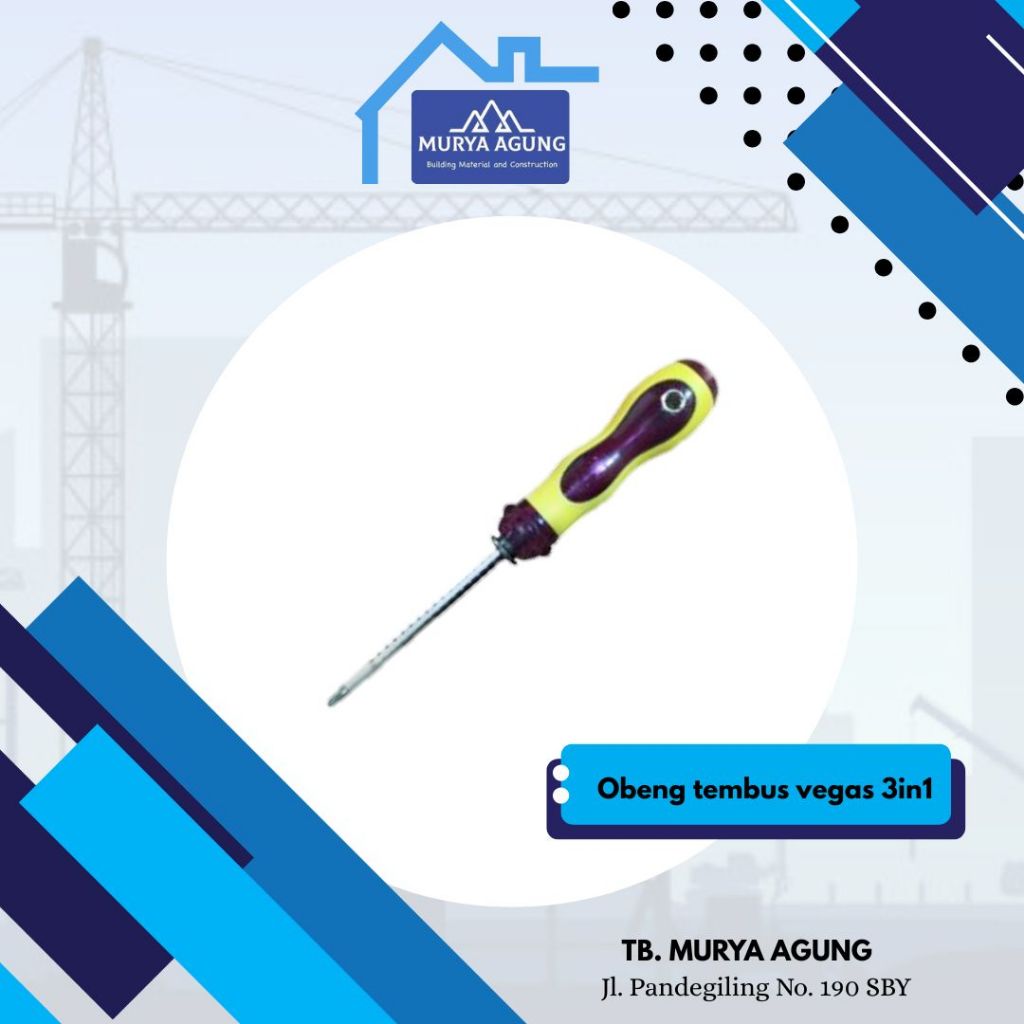 VEGAZ Obeng Tembus 6" 8" inci  plus (+) | Obeng Ketok Getok Gedor Tembus Plus