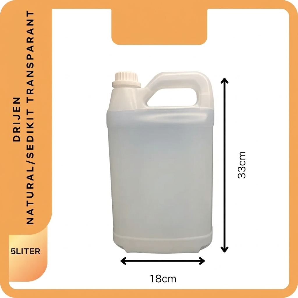 [ Ex Sabun ] Jerigen 5 Liter Natural / Semi Transparan - Tebal & Serbaguna / Jerigen 5 Liter Bekas /
