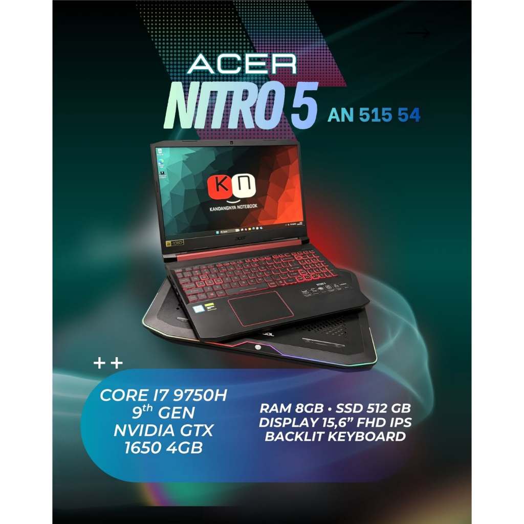 Acer Nitro 5 AN515 54 Core i7 9750H Nvidia GTX1650 4GB RAM 16GB 1TB Layar 15,6inch