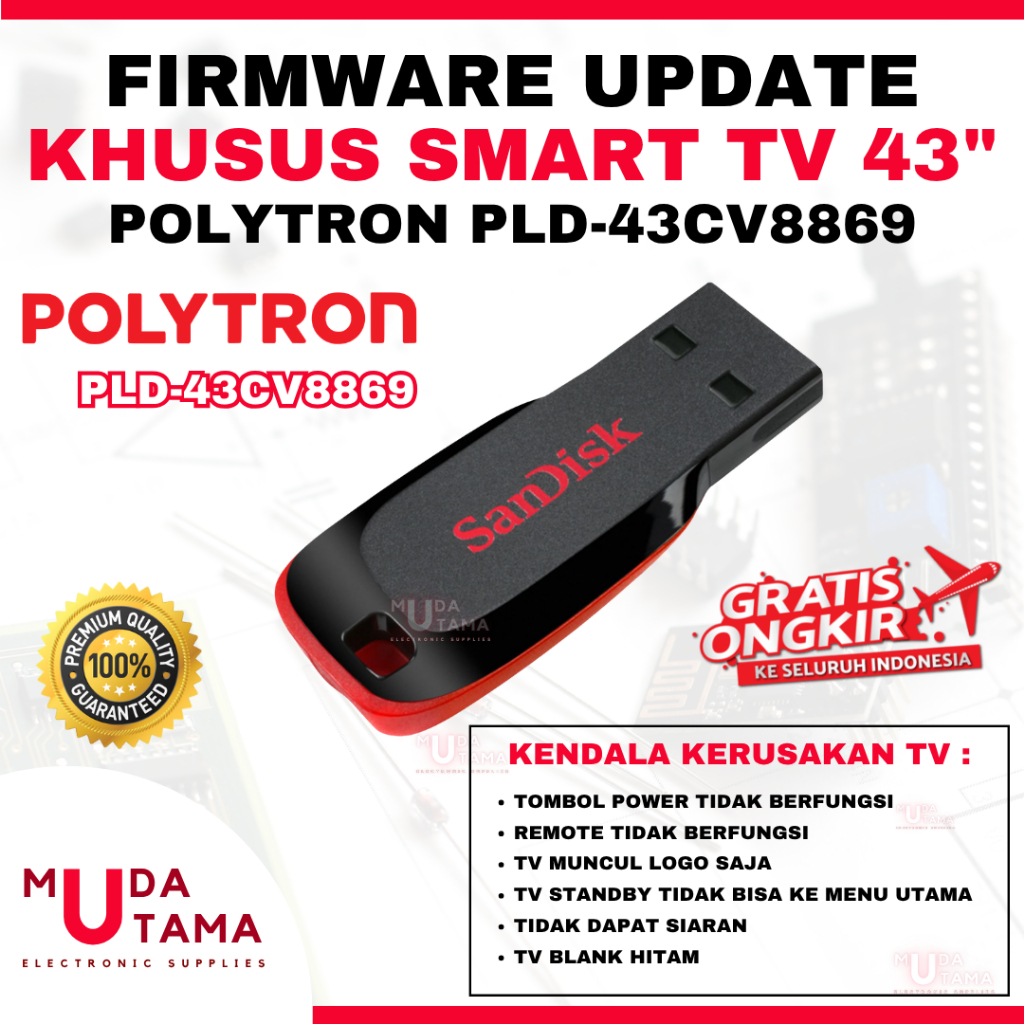 USB Update Firmware SMART TV POLYTRON PLD-43CV8869 - Flashdisk Update Firmware TV POLYTRON PLD-43CV8
