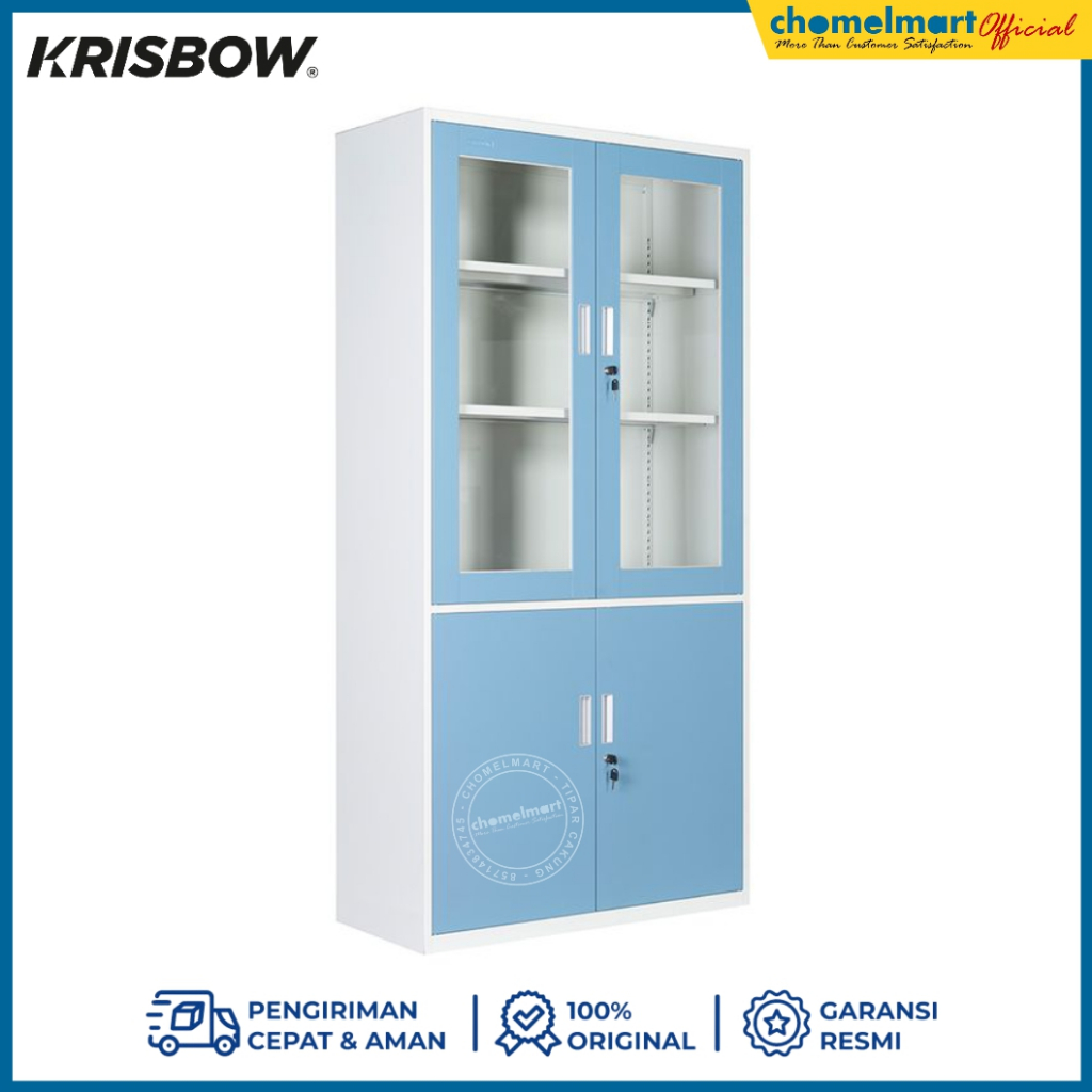 Krisbow Lemari Arsip Kantor Besi 4 Pintu – Biru