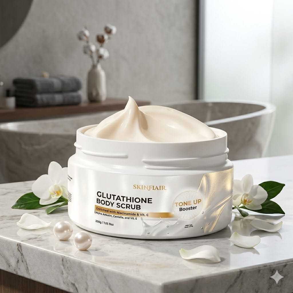 SKINFLAIR Glutathione Body Scrub Toner Up Booster 250g Mencerahkan Melembutkan Mengurangi Kerutan
