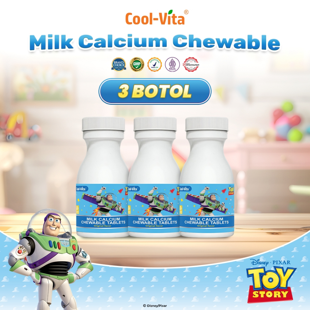 COOLVITA ORIGINAL Special Package 3 Botol Multivitamin Chewable Calcium Bantu Tinggi dan Dukung Pert