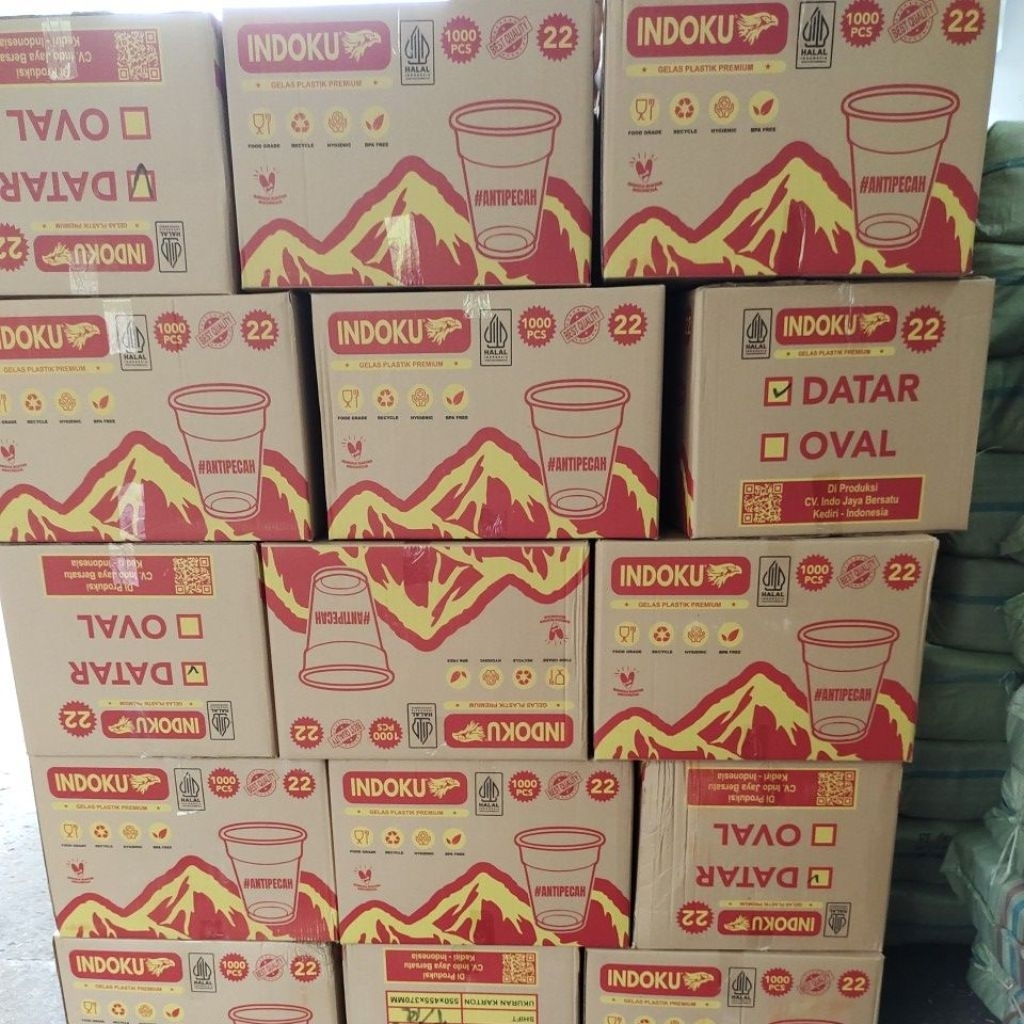 GELAS PLASTIK 22OZ DATAR & OVAL (1000PCS/DUS)