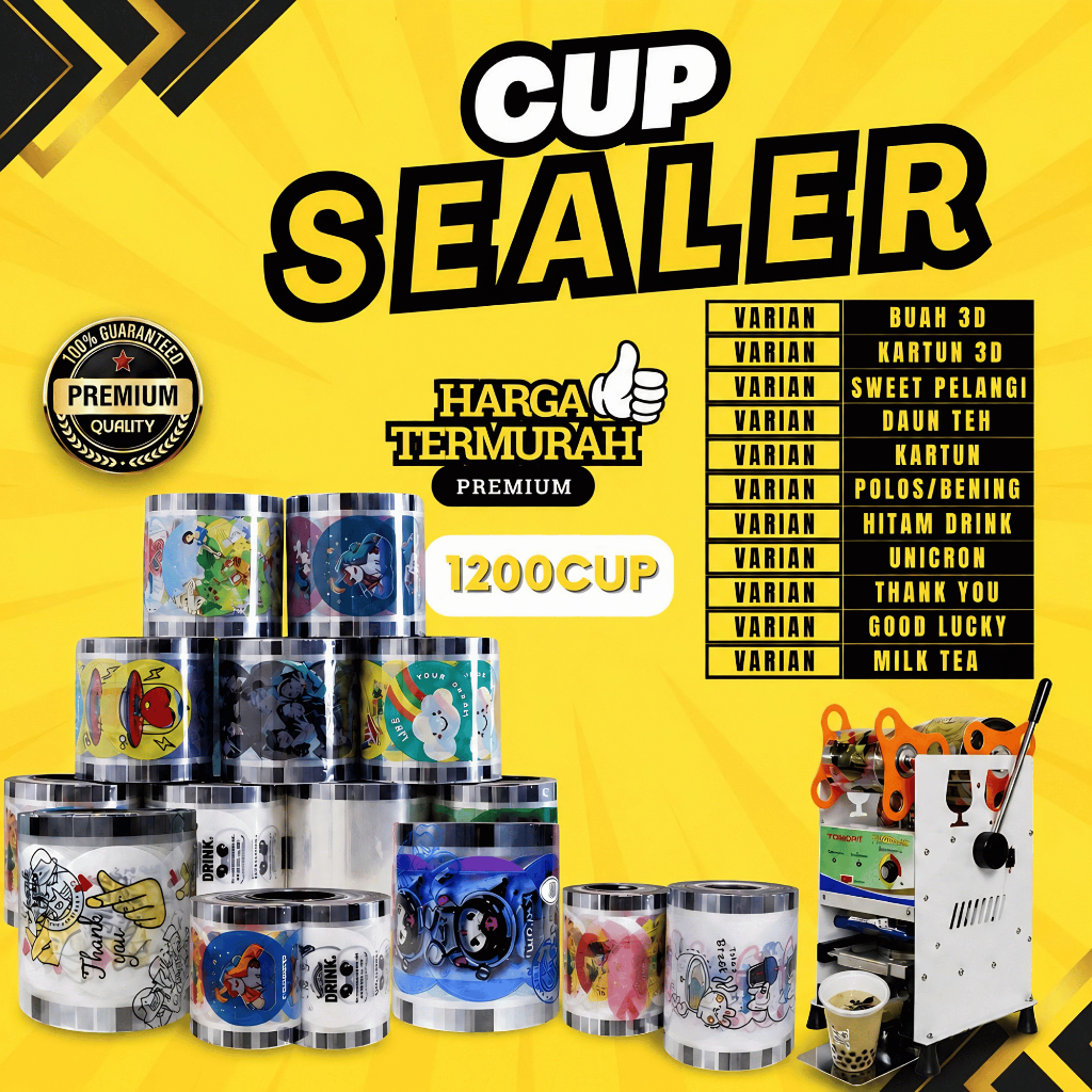 Cup Sealer/Plastik penutup gelas/tutup minuman/ plastik seal cup minuman anti tumpah/Segel Gelas Min