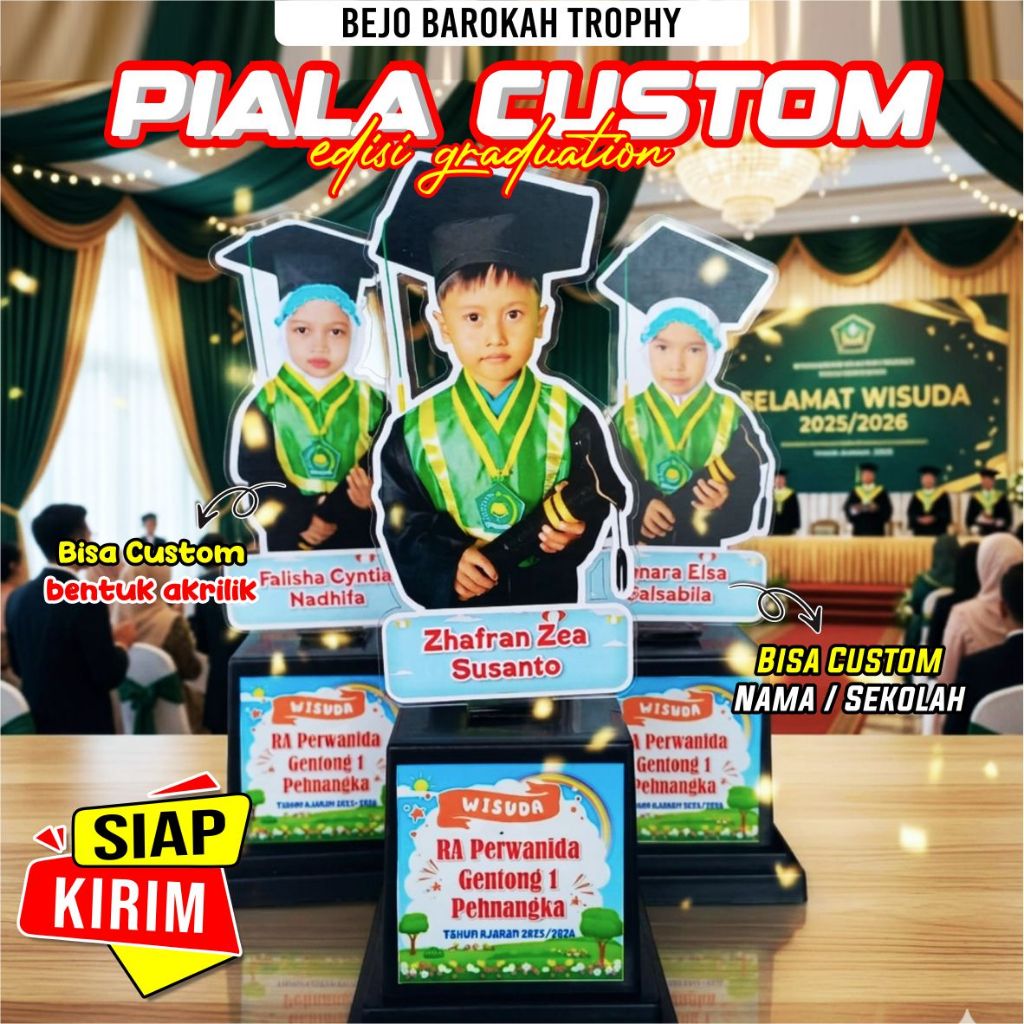 Piala Akrilik Custom / Piala Wisuda Custom / Piala Wisuda Anak / Piala Custom Anak