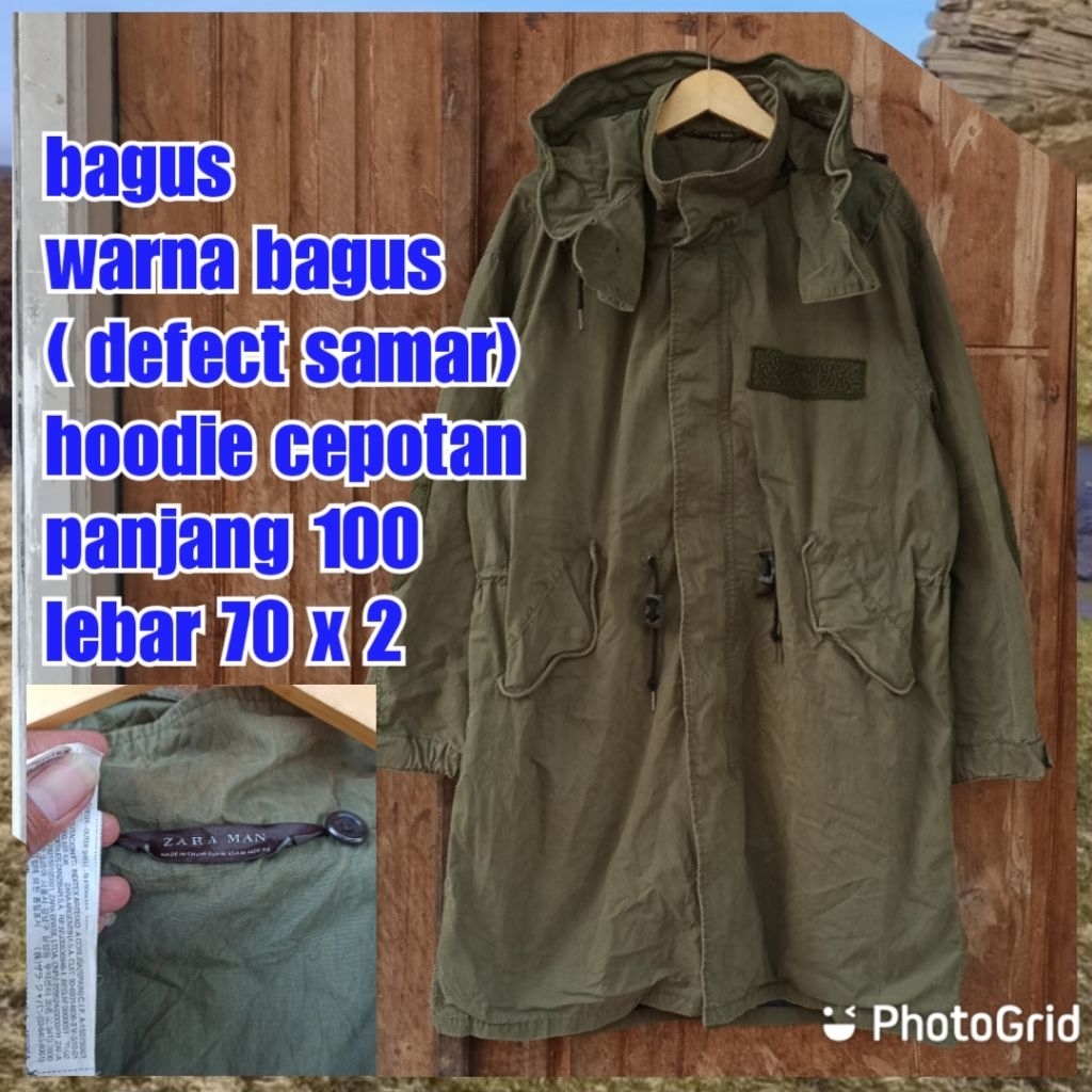 jaket parka army military green hijau zara man long panjang