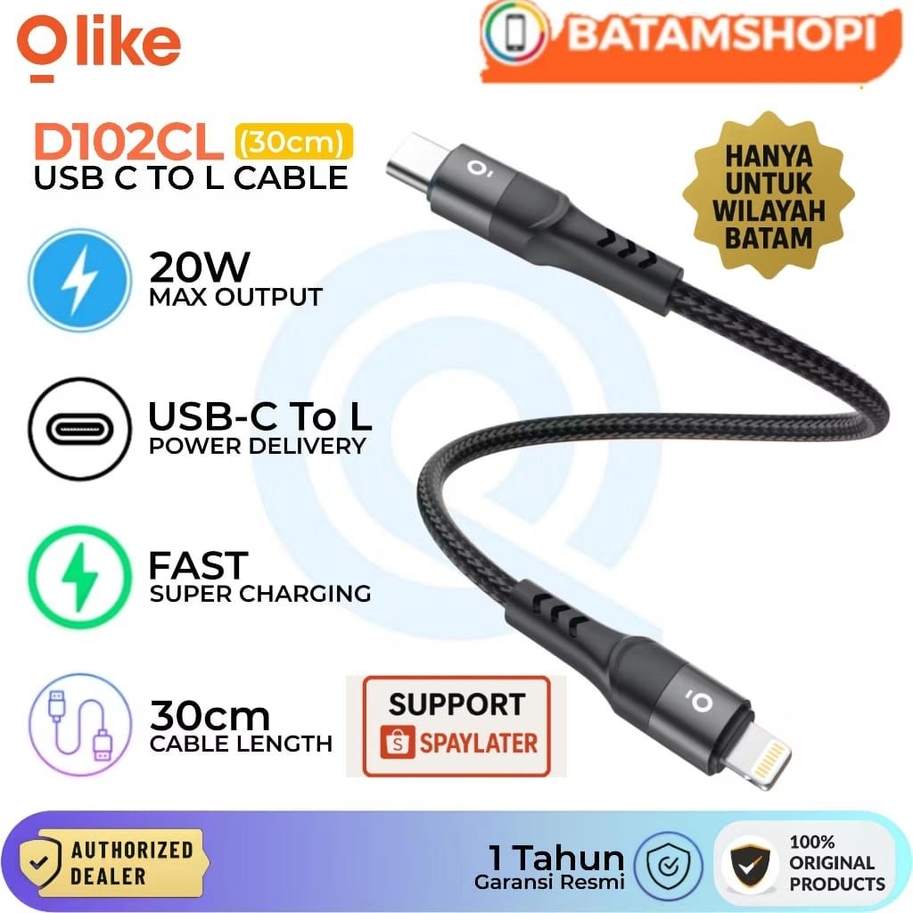 KABEL CAS KABEL CHARGER POWERBANK IPHONE 30 CM C TO LIGHTNING