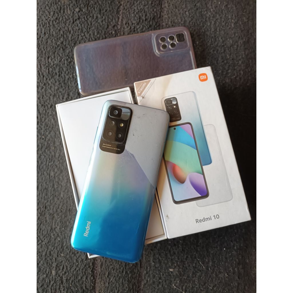 Redmi 10 Ram 6+2/128 fullset ori Hanya minus finger