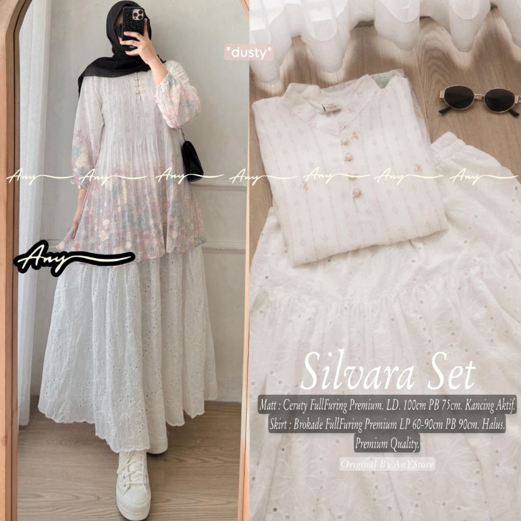 SILVARA SETELAN ROK WANITA BAHAN CERUTY FULL FURING MIX BRUKAT FULL FURING HALUS NYAMAN DIPAKAI