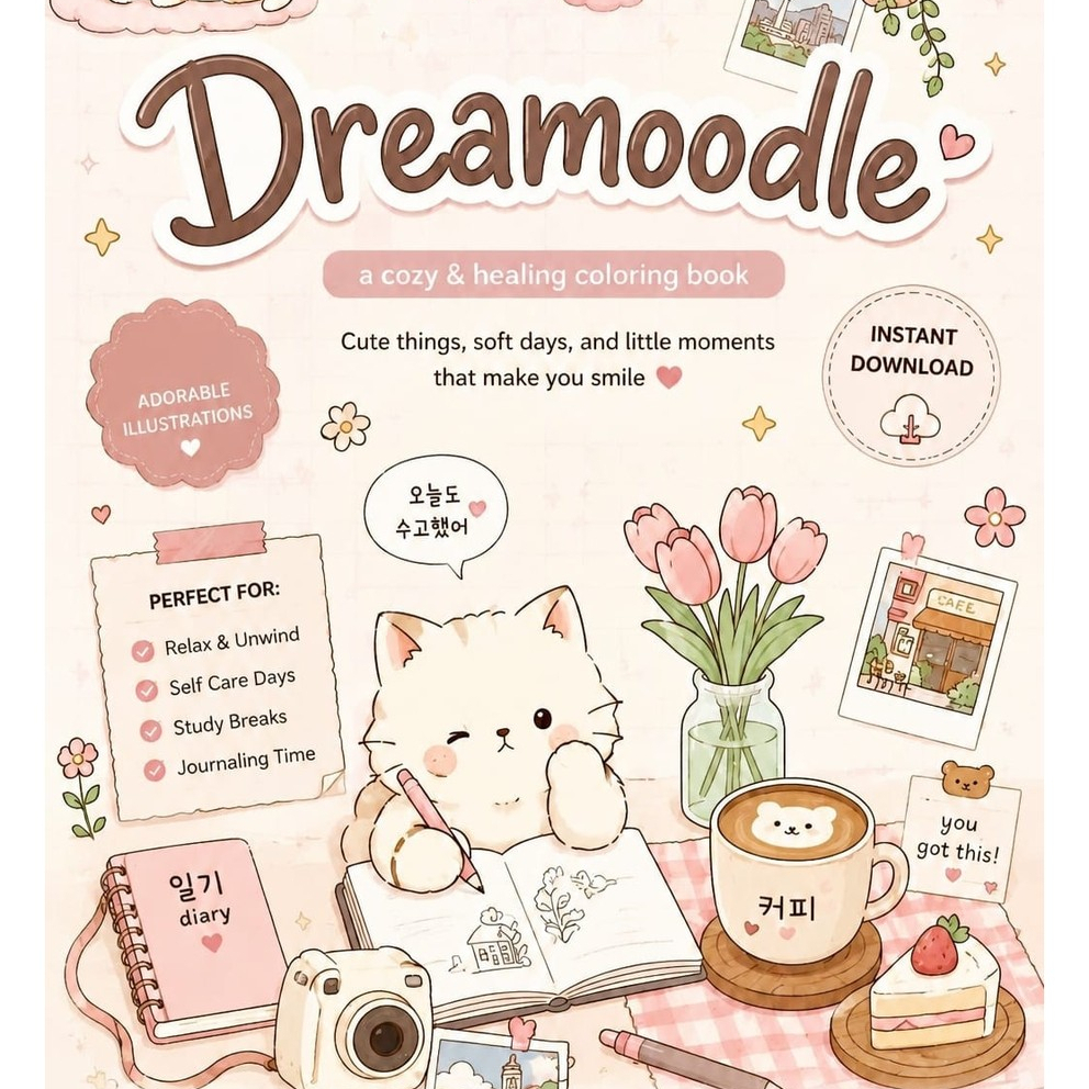 Dreamoodle Interactive Coloring Book - Healing & Aesthetic Digital Coloring Pages